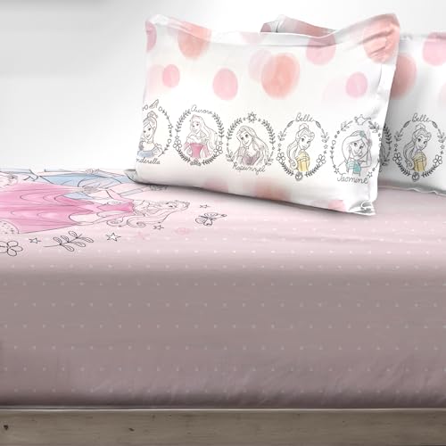 Image of Sassoon Disney Princess Digital Printed 100% Cotton Bedsheet with 2 Pillow Covers in 300TC