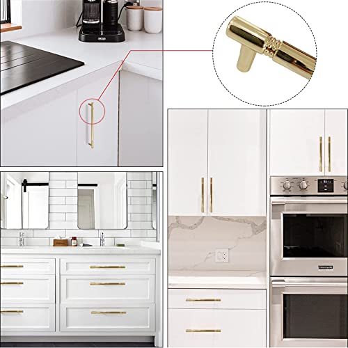 YNDD 6 Pieces Gold Cabinet Handles Kitchen Handles 128 mm Spacing Spaces, Modern Zinc Alloy Drawer Handles - Image 4