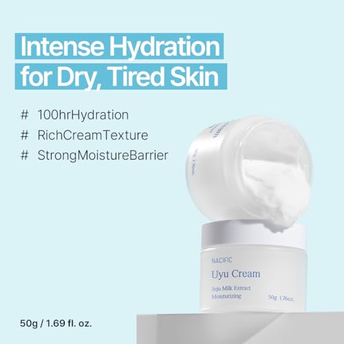 NACIFIC Uyu Cream Moisturizer 50g – Jeju Milk Extract, Ceramide 5 Complex, Deep Hydration Barrier Cream for Dry & Sensitive Skin, Korean Skincare