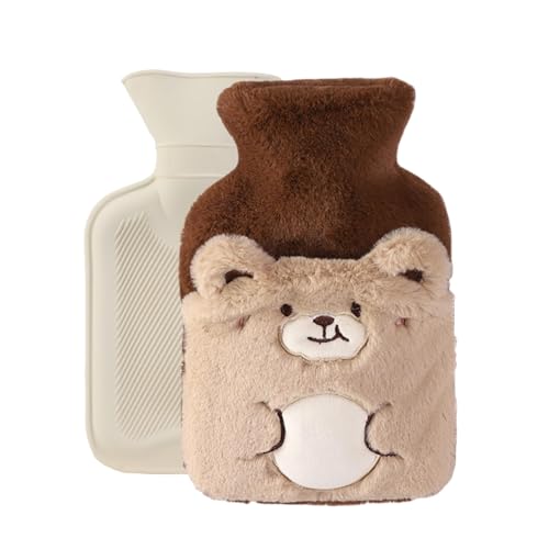 Mhwan Wärmflasche Kinder, Süße Wärmflasche Tier mit Bezug, Kuschelig, plüsch und Flauschige, 500 ml Wärmeflasche Klein, Sicher,...