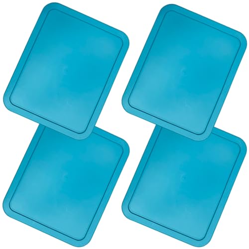 Klare Ware 11 Cup Rectangle Replacement Lids/Covers for Pyrex, Anchor Hocking & KlareWare Storage Bowls *Lids Only -Glass Container Not Included*, 4 Pack, Turquoise
