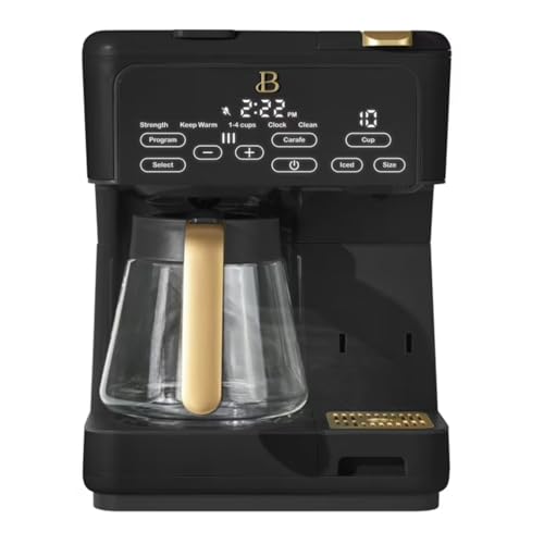 Multi-Brew Coffee Maker 12-Cup Carafe + Single-Serve Pods or Grounds Over Ice Touch Display by Drew Barrymoree. (Black Sesame)