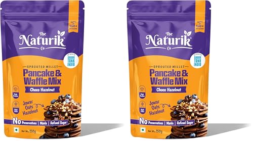 Image of The Naturik Co. Millet Hazelnut Waffle & Pancake Mix 150g | No Maida | Made with Jaggery | No Added Sugar | High Protein & Fiber | Millets Powered | Ready in 2 Minutes | No Preservatives | As Seen On Shark Tank |