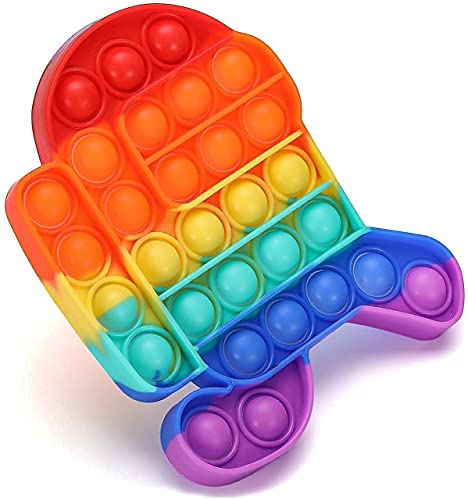 Pop Bubble Fidget Sensory Push Toy, Popitz Bubble Popping Toy for Adults and Kids, Silicone Squeeze Stress Relief Popper for ADHD and Anxiety (Rainbow Among in Us Running)