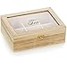 com-four® Caja de té con 6 Compartimentos - Caja de Madera para Guardar té - Caja de té con Ventana de visión - Caja para té e infusiones (01 Piezas - 20.5x15.5x7.5cm marrón Claro)
