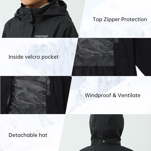 Image of Girls Boys Rain Jackets, Lightweight Waterproof Kids Rain Coats with Hood Windbreakers for Kids