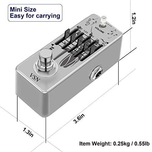 VSN Bass EQ Pedal, 5-Band EQ Pedal Electric Bass Equalizer (62.5Hz 125Hz 500Hz 1kHz 4kHz) Provides ±18dB for Each Band EQ Seeker for Bass True Bypass - Thumbnail 7