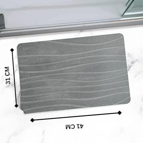 Image of SUTERA Rubber- Stone Bath Mat, Diatomaceous Earth Shower Rectangular Shape Mat, Non-Slip Super Absorbent Quick Drying Bathroom Floor Mat, Natural, Easy to Clean (Dark Grey Straight (Small))