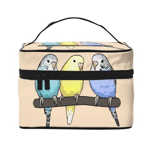 化粧ポーチ セキセイインコ 小鳥 レディース メイクポーチ 大容量 機能的 携帯便利 小物入れ 収納力 出張 旅行用 トラベルポーチ ギフトにも最適