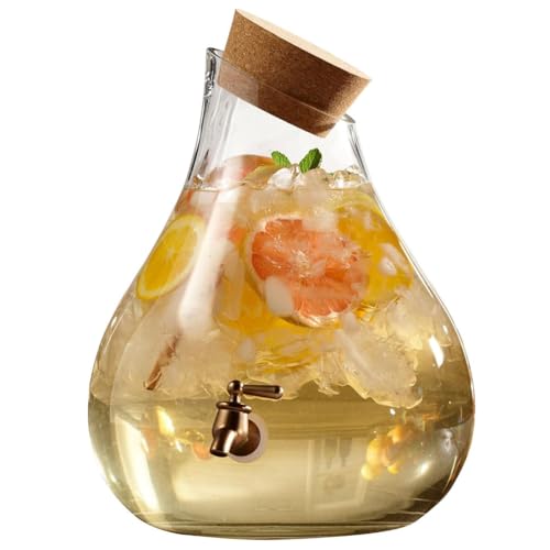 Dispensador de Bebidas de Vidrio Transparente de 2.6 galones - con Grifo de Acero Inoxidable Fiestas, Bodas, Barbacoa - Dispensador de Bebidas para Limonada, té Helado