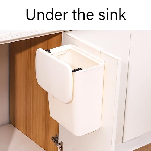 Cq Acrylic NEW-HANGING TRASH CAN WHITE Kitchen Compost Bin,2.4 Gallon Waste Bin thumb #7