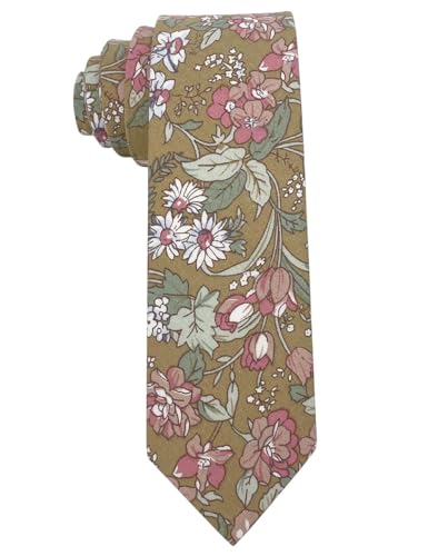 Image of Kebocis Mens Skinny Cotton Floral Tie for Men