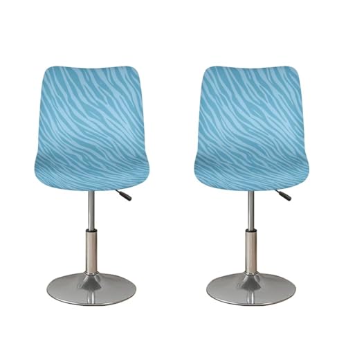 Image of Bar Chair Stool Cover 2 Pack Stretch Chair Slipcover for Counter Height Bar Stool Blue Stripes Anti-Scratches Spills Chair Covers