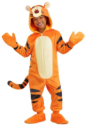 Deluxe Disney Tigger Costume for Toddlers - Includes Hooded Jumpsuit & Shoe Covers Winnie the Pooh Halloween Outfit 2T