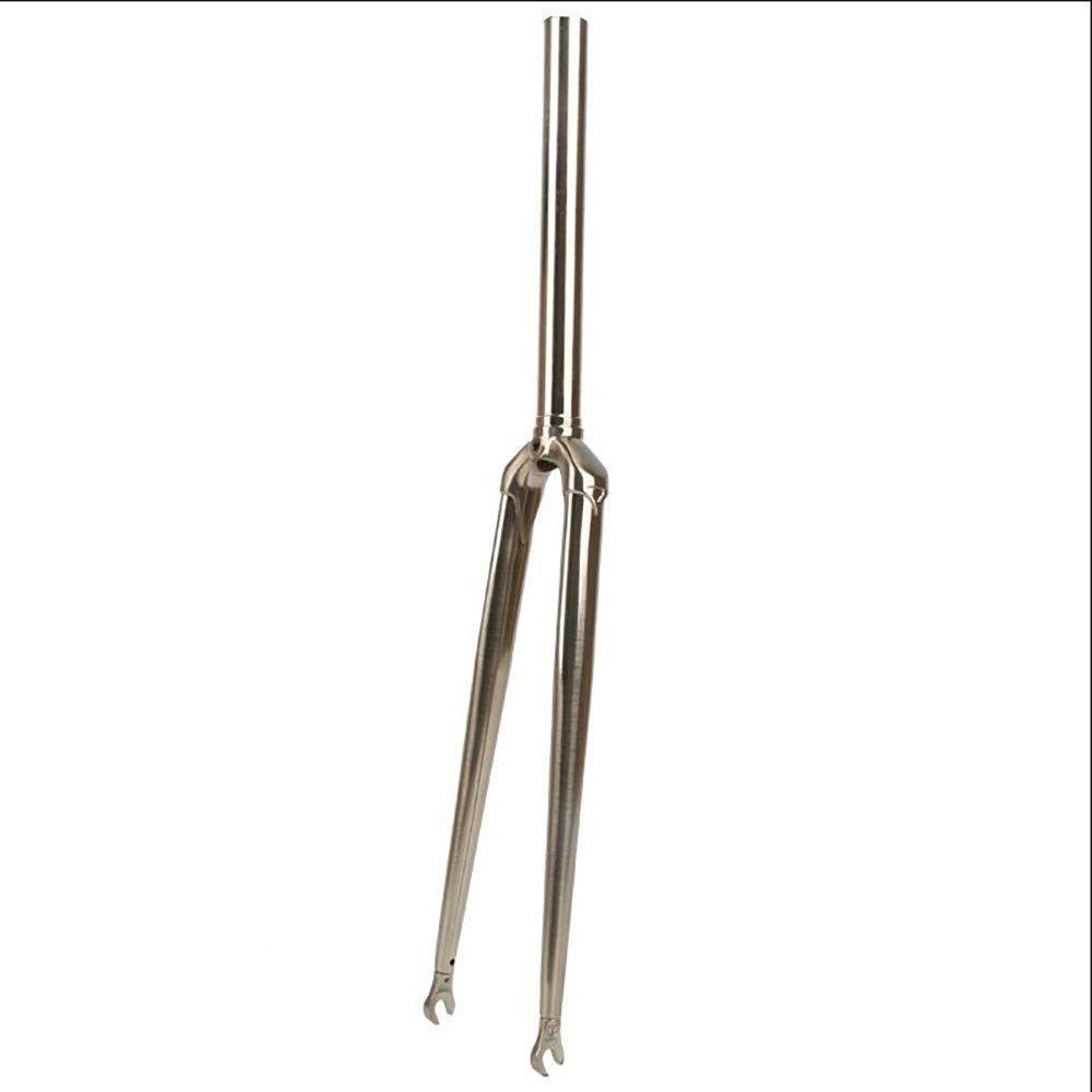 AZQOHMIS Bicycle fork,Mountain Bike Front Fork Bicycle Front Fork Bicycle MTB Fork 700C Circlebrake Road Bike Front Forkbrushed Without Shock Absorber Front Fork Steel Fork Hard Fork