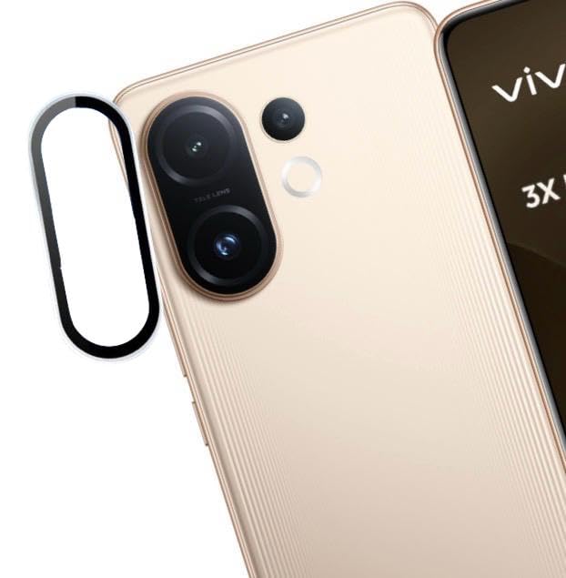 Image of Back Camera Lens Protector for vivo T4 Pro 5G |Scratch Resistant 9H Tempered Glass with Metal Ring Guard| Set of 1 Pairs (Silver)