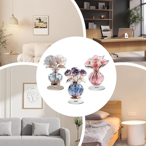 Ramos Artificiales Planos Acrílicos 2D Estilo Minimalista con Base Giratoria 3 Piezas 6