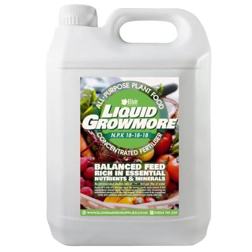 Elixir Gardens Liquid Growmore Concentrate | N.P.K 18-18-18 | 1-10 Litre Bottles Available | Vegetable Fruit & Flower Food/Plant Fertiliser | 2.5 L Bottle