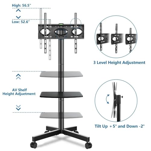 Soporte móvil para TV de 23 a 60 pulgadas Negro miniatura 2