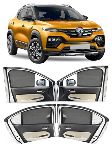 Image of Autofact Car Sunshades for Renault Kiger, UV Protection, Useful Car Accessories, Custom fit Sun Shades for Side Windows, Set of 4