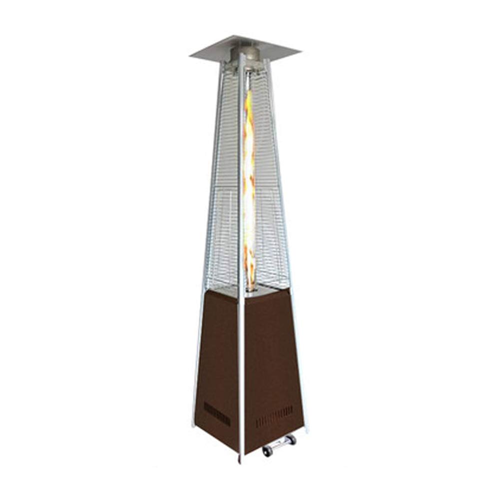 Outdoor Patio Heater, Gas Pyramid Patio Heater Outdoor Garden Stainless Steel Wheels Quartz Glass Flame Tube 3-Fold Protection 13Kw,Brown