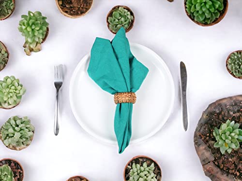 Napkin Rings Set Of 12, Braided Rattan Napkin Holders, Napkin Rings Bulk For Party Decoration, Dinning Table, Everyday, Family Gatherings - A Great Tabletop Décor - Tan Brown #TOP1