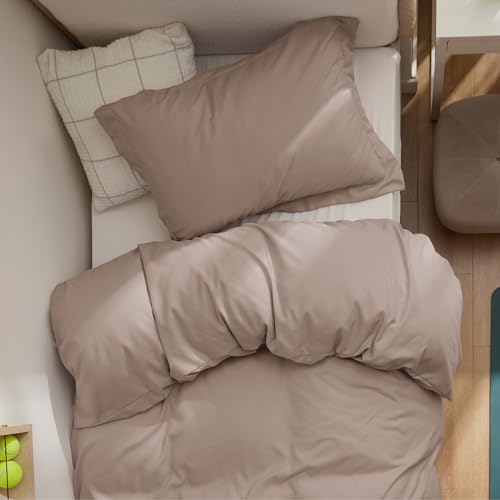 Image of Bedsure Twin /Twin XL Duvet Cover, Double Brushed Bedding Set, Light Khaki | For Kids & Adults, 68 inchx90 inch Comforter Cover, Hotel Luxury, All Season, Breathable, Easy Care, Lightweight, Zipper Closure