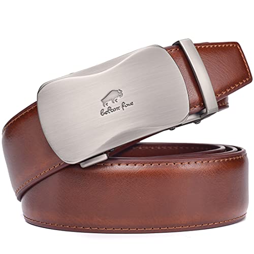 Image of Beltox Men Leather Belt w Slide Ratchet Interchangeable Buckle