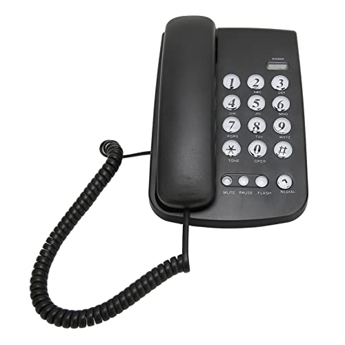 Téléphone fixe de bureau avec identification de l'appelant et rappel automatique - Noir
