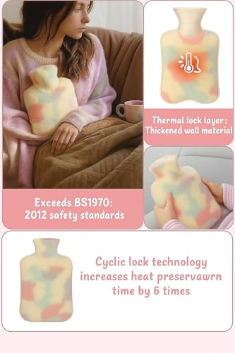 Image of Hot Water Bottle with Soft Plush Cover 1000ml Medical Grade Silicone Hot Water Bag for Period Cramps, Back Pain Relief, Hot & Cold Therapy, Muscle Aches & Body Relaxation Heating Pad (Unicorn)