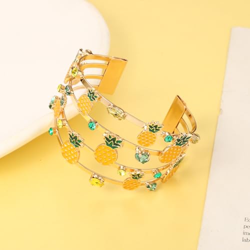 BVGA Summer Bracelet for Women Strawberry Pineapple Watermelon Cuff Bracelets Jeweled Tropical Fruit Bracelets Summer Beach Jewelry Outfits Accessories Gifts4
