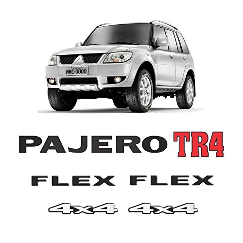 Kit Emblemas Pajero Tr4 Flex 4x4 Preto Adesivos Resinados