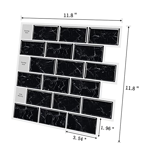 Morcart 10-Sheet Upgrade, Peel And Stick Backsplash, 12"X12" Premium Thicker Design Peel And Stick Tile For Kitchen Backsplash (Black) #TOP3