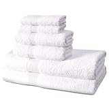 Boston Linen Co. 6 Piece Bath Towels Set, 2 Hand Towels 2 Bath Towels and 2 Washcloths, 100% Cotton