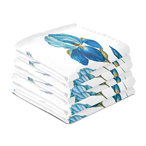 Slhkpns Summer Blue Bird Flowers Kitchen Dish Towel Set Of 4,Floral Spring Leaves 18X28In Absorbent Dishcloth Reusable Cleaning Cloths For Household Use #TOP3