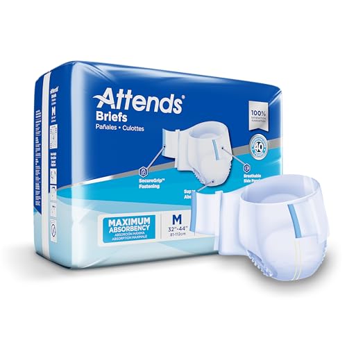 Attends Adult Incontinence Disposable Briefs, Medium, 32