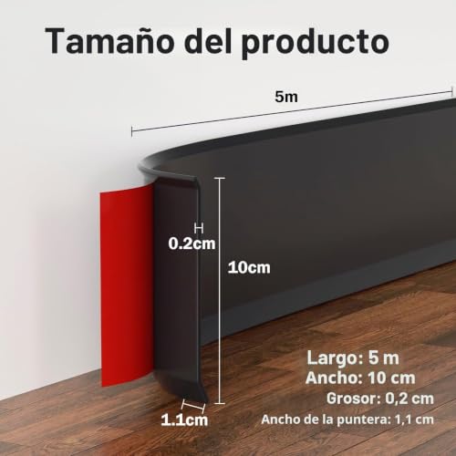 Miniatura 2 de Rodapies Autoadhesivo, Rodapie Pvc, Rodapies Autoadhesivo 10 Cm 5 Metros, Tira De Transición Decorativa, Rodapie Adhesivo Para Cocina, Baño, Dormitorio, Paredes De Salón, Negro