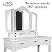 SCYL Color Your Life Tri Folding Mirror Vanity Table Set, Dressing Table with Cushioned Stool& 7 Storage Drawers Wood Furniture(White)