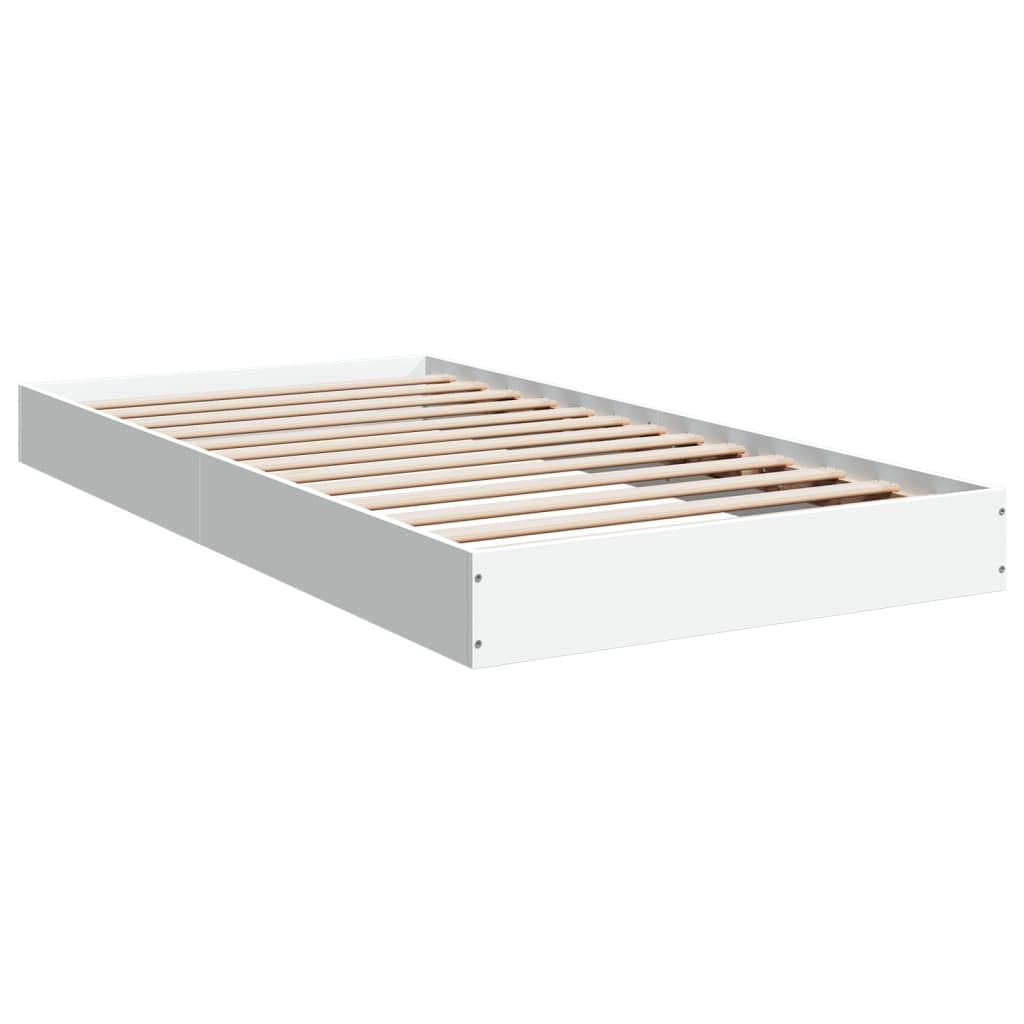 vidaXL Bed Frame without Mattress White 90x190 cm Single Engineered Wood — image 1