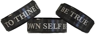 To Thine Own Self Be True Ring – AA Sobriety Recovery Jewelry – Matte Black Stainless Steel Band for Men & Women