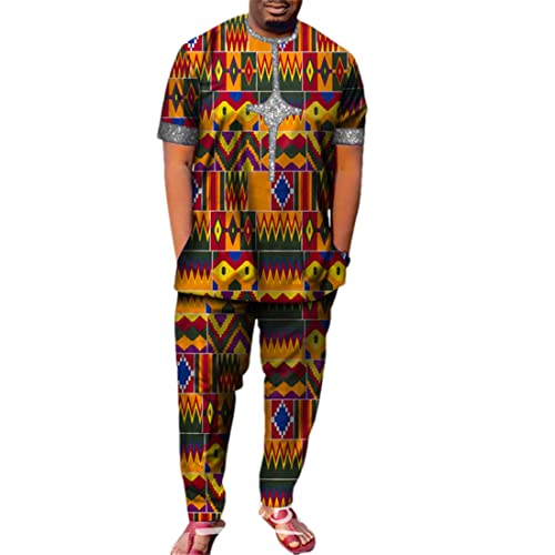 Ensemble de rechange Dashiki deux pièces pour homme haut manches courtes et pantalon 24FS1053 M