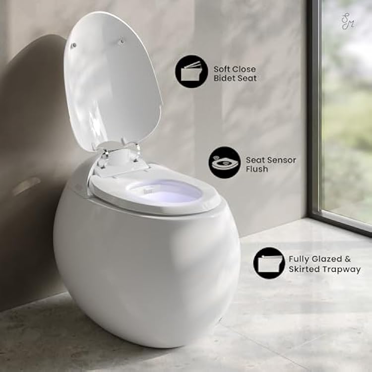 Swiss Madison Plaisir Smart Toilet with Bidet Built In 1.28 GPF Dual Flush, Auto Open & Close, Auto Flush, Foot Sensor, Led Display, Remote Control