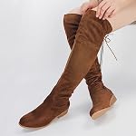 Hawkwell Women's Thigh High Fashion Boots Over The Knee Low Flat Heel Boots