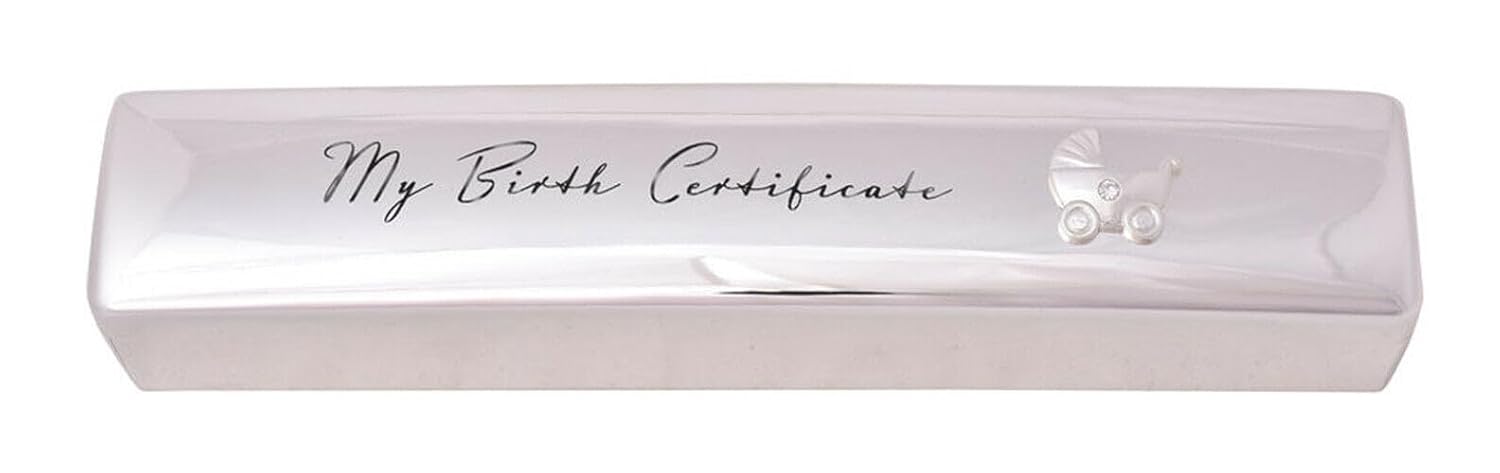 Birth Certificate Holder Newborn Baby Keepsake Christening Gifts Boy Girl Silver