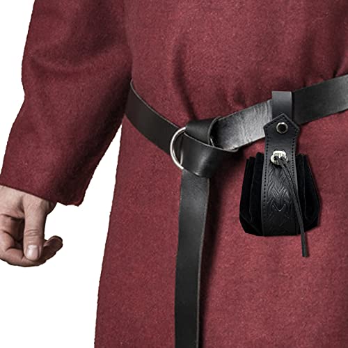 HiiFeuer Medieval Faux Leather Drawstring Pouch, Retro Nordic Portable Coin Purse - Image 4