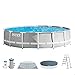 Intex 26724NP – Piscina Fuori Terra Prisma Frame Rotonda, Pompa Filtro 3785 L/h, Scaletta, Telo Base e Copertura, 14614 L, Acciaio e PVC, Grigio, 457x107 cm