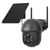 ARCCTV 4MP Solar Überwachungskamera Aussen, 2,4/5GHz-WLAN, Aussenkamera Kabellos Akku, Alarm Bei Personenerkennung, Nachtsicht in Vollfarbe, Zwei-Wege-Audio, Wasserdicht, Grau