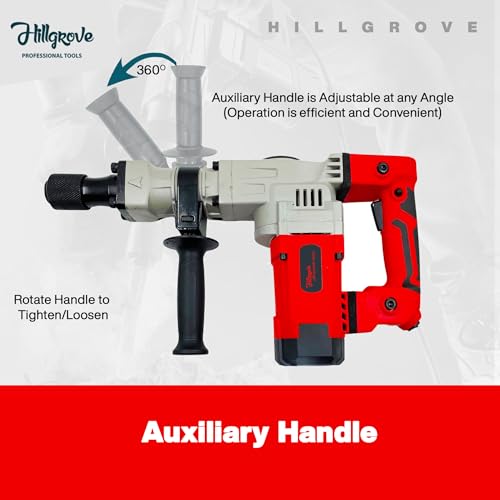 Image of Hillgrove HGCM1063M4 18MM Demolition Chisel+Hammer Concrete Breaker Drill Machine with 2 Bits for Breaking Concrete Wall /Hammer Drill (18 mm Chuck Size, 2200 W)
