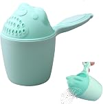 Bath Rinser Cup for Babies, Reusable Bath Jug for Baby Hair Washing Detachable Baby Bath Cup for Protecting Infant Eyes (Blue)