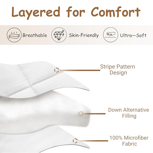 Image of ZPECC Toddler Down Alternative Comforter, 39x47 Hypoallergenic Baby Blanket Quilt, Soft Breathable Lightweight All Season Kids Duvet Insert for Crib Stroller Cot Daycare, White Stripe